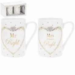 Lesser And Pavey GENERAL GIFTS Mr & Mrs Right Mad Dots Mug Set