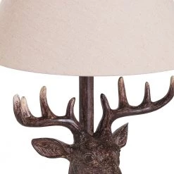 WJSampson GENERAL GIFTS Stag Head Lamp With Linen Shade 28X28X48CM