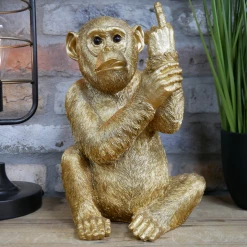 Dutch Brothers GENERAL GIFTS Gold Rude Monkey Ornament