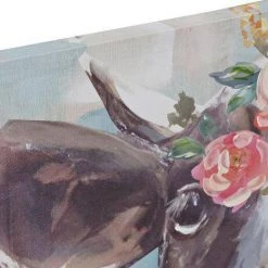 ITEM Cow Canvas Wall Art With Floral Wreath