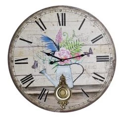ITEM Flowers Wall Clock With Pendulum 58X2X58 (Pre Order For Mid July)