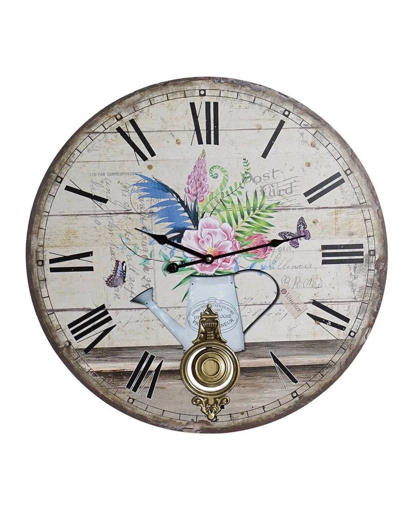 ITEM Flowers Wall Clock With Pendulum 58X2X58 (Pre Order For Mid July) 3 ITEM Flowers Wall Clock With Pendulum 58X2X58 (Pre Order For Mid July)
