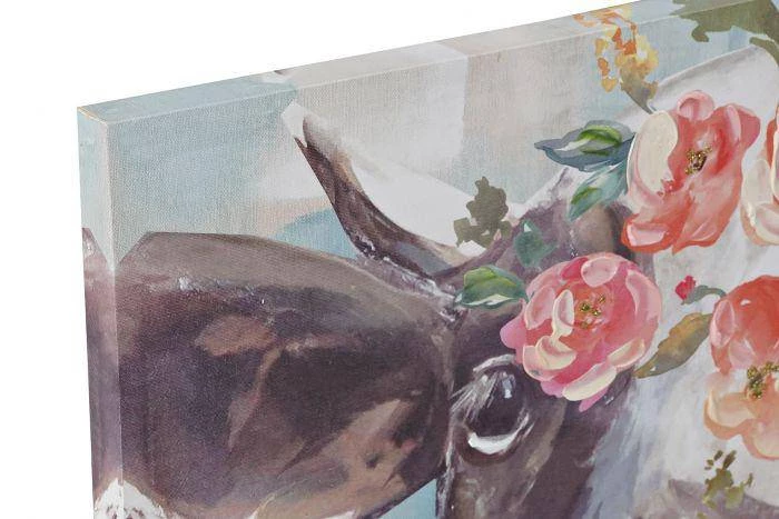 ITEM Cow Canvas Wall Art With Floral Crown GENERAL GIFTS 4 ITEM Cow Canvas Wall Art With Floral Crown GENERAL GIFTS
