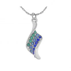 Indulgence Jewellery Rhodium Twist Blue And Green Crystals Necklace (INEC3787)