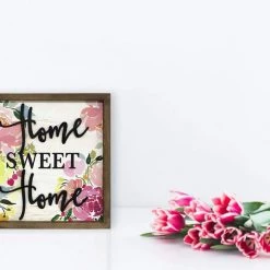 Paris Loft GENERAL GIFTS Wood Framed Home Sweet Home Wall Sign Plaque