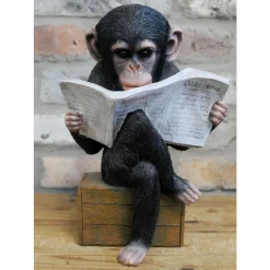 Giftworks Monkey Reading The News Ornament