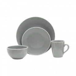 Premier Housewares 16Pc Grey Dinner Set With White Rim GENERAL GIFTS