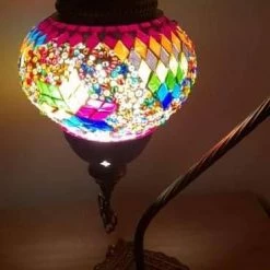 Giftworks GENERAL GIFTS Multi Colour Diamond Swan Neck Turkish Moroccan Handmade Mosaic Lamp