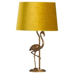 WJSampson Gold Flamingo Lamp With Mustard Shade 40X40X65CM GENERAL GIFTS