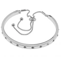 Indulgence Jewellery Rhodium Crystal Drawstring Bangle (IBAN1648)