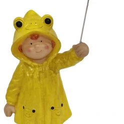 WGP BOY WITH YELLOW RAINCOAT AND WHITE METAL UMBRELLA