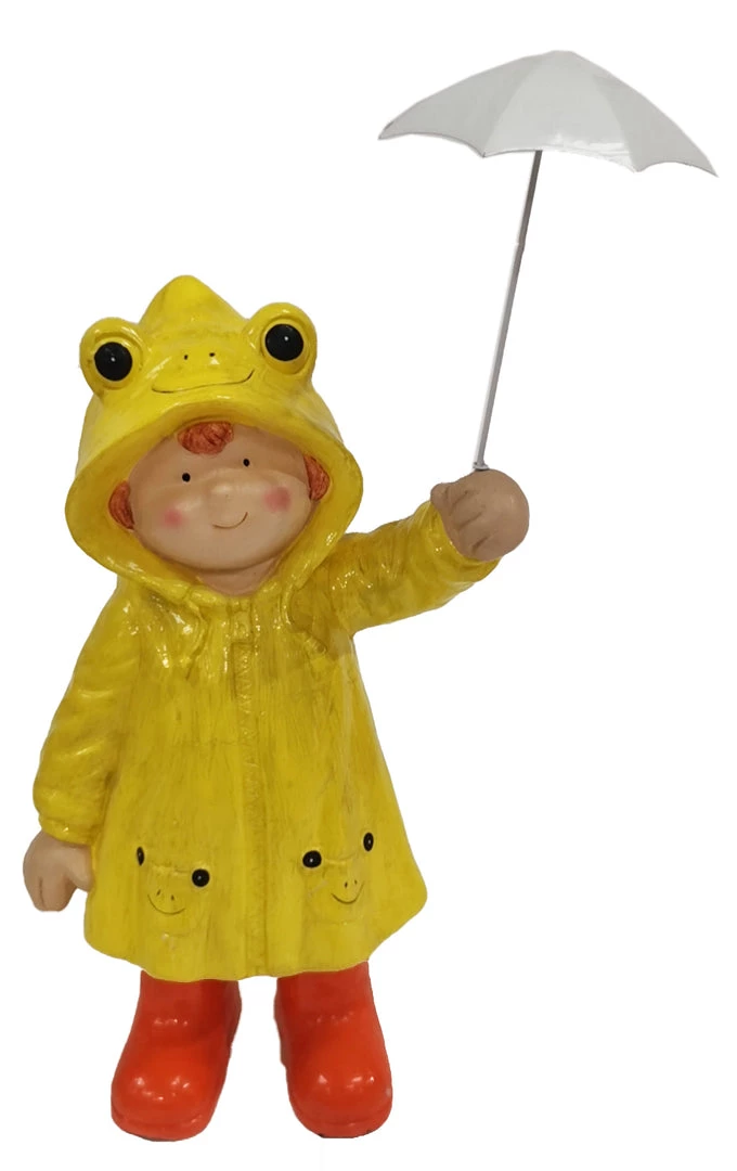 WGP BOY WITH YELLOW RAINCOAT AND WHITE METAL UMBRELLA 3 WGP BOY WITH YELLOW RAINCOAT AND WHITE METAL UMBRELLA