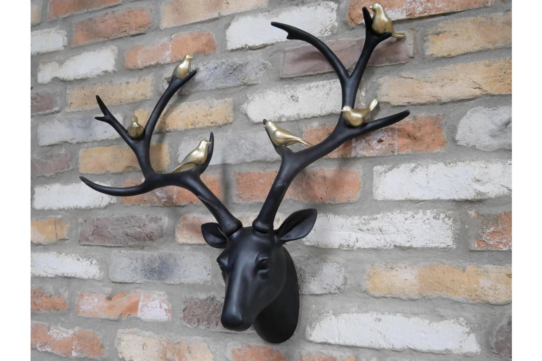 Dutch Brothers GENERAL GIFTS Stag Head With Gold Birds 8 Dutch Brothers GENERAL GIFTS Stag Head With Gold Birds