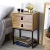 Giftworks Side Table With 2 Drawers With Oak-Effect Metal Legs