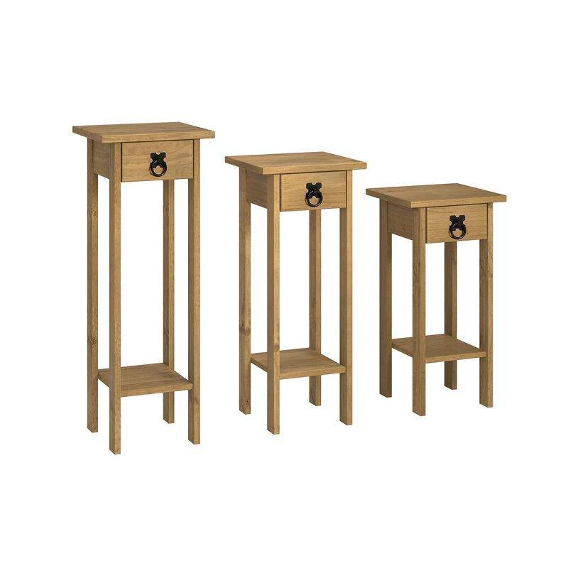 Giftworks Corona Plant Stands (Set Of 3) In Distressed Waxed Pine 3 Giftworks Corona Plant Stands (Set Of 3) In Distressed Waxed Pine