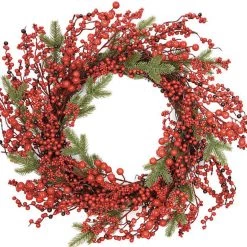 Premier Housewares CHRISTMAS SHOP 50CM Red Berry Rattan Christmas Door Wreath