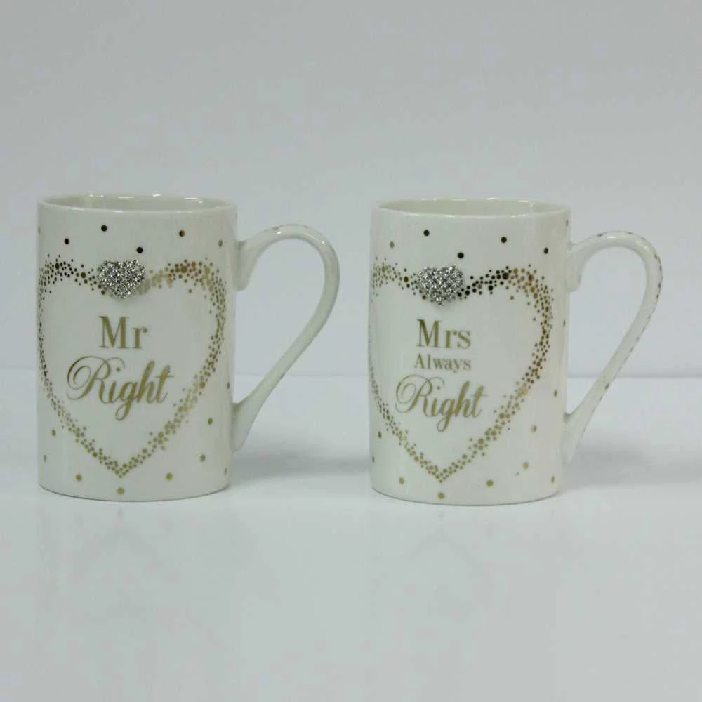 Lesser And Pavey GENERAL GIFTS Mr & Mrs Right Mad Dots Mug Set 4 Lesser And Pavey GENERAL GIFTS Mr & Mrs Right Mad Dots Mug Set