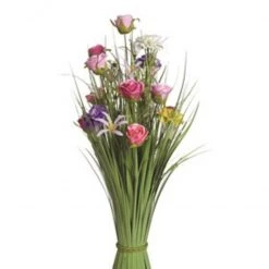 Giftworks GENERAL GIFTS Grass Floral Bundle Pink And Lilac Dahlia And Rose 70cm