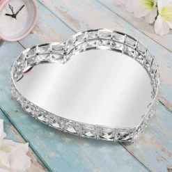 Lesser And Pavey GENERAL GIFTS Silver Crystal Heart Tray