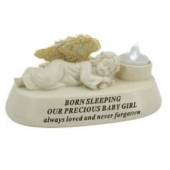 Richard Lang Cream And Gold Sleeping Cherub Grave Plaques