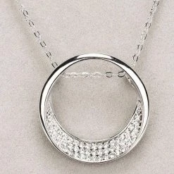 Giftworks Newgrange Living Silver Half Moon Diamante Pendant JEWELLERY