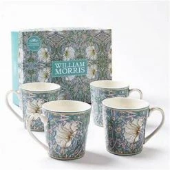 Lesser And Pavey Set Of 4 William Morris Pimpernel Mugs