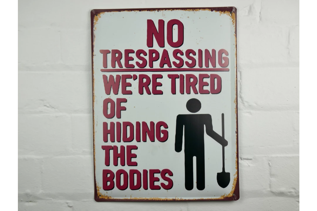 Dutch Brothers Funny No Trespassing Metal Wall Sign 4 Dutch Brothers Funny No Trespassing Metal Wall Sign