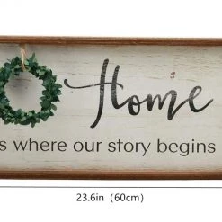 Paris Loft GENERAL GIFTS Home Is Where Our Story Begins Rustic Wood Signs With Wreath 12 Paris Loft GENERAL GIFTS Home Is Where Our Story Begins Rustic Wood Signs With Wreath