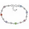 Indulgence Jewellery Rhodium Multi Colour Crystals Clasp Bracelet (IBRA1183)