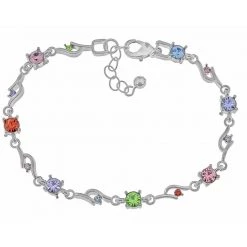 Indulgence Jewellery Rhodium Multi Colour Crystals Clasp Bracelet (IBRA1183)