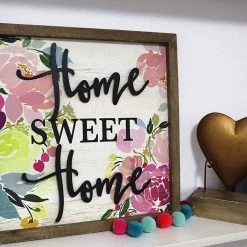 Paris Loft GENERAL GIFTS Wood Framed Home Sweet Home Wall Sign Plaque
