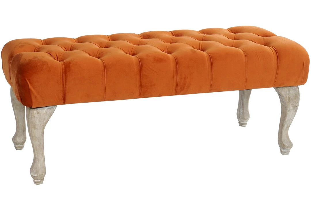 Kavanagh Gifts GENERAL GIFTS ORANGE POLYESTER WOOD BENCH 99X40X41 VELVET 4 Kavanagh Gifts GENERAL GIFTS ORANGE POLYESTER WOOD BENCH 99X40X41 VELVET