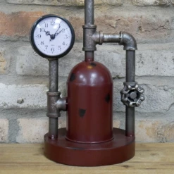 Dutch Brothers INDUSTRIAL RETRO STYLE TABLE LIGHT WITH CLOCK GENERAL GIFTS