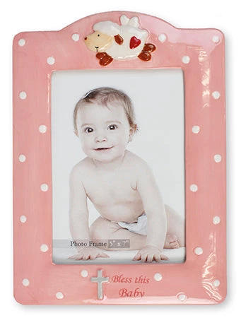 CBC Porcelain Baby Photo Frame/Pink/Glazed 3 CBC Porcelain Baby Photo Frame/Pink/Glazed