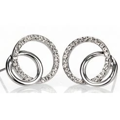 Giftworks SILVER DIAMANTE LOOP EARRINGS