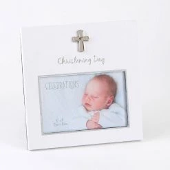 Giftworks FRAMES 6" X 4" - White With Silver Icon Christening Day Frame
