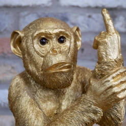 Dutch Brothers GENERAL GIFTS Gold Rude Monkey Ornament