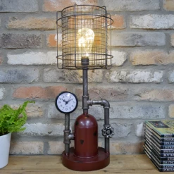Dutch Brothers INDUSTRIAL RETRO STYLE TABLE LIGHT WITH CLOCK GENERAL GIFTS