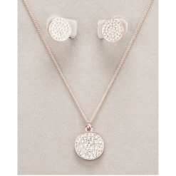 Giftworks Newgrange Living – Round Diamante Rose Gold Necklace & Earrings