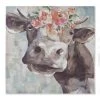 ITEM Cow Canvas Wall Art With Floral Crown GENERAL GIFTS 2 ITEM Cow Canvas Wall Art With Floral Crown GENERAL GIFTS