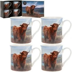 Lesser And Pavey Highland Cow Mug Set Of 4