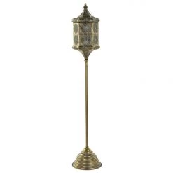 ITEM Moroccan-Arabic Style Candlestick On An Antique Gold Metal Stand.