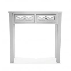 Versa Silke 2 Drawer Grey Mirrored Console Table