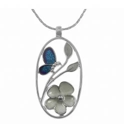 Giftworks JEWELLERY Rhodium White Purple Blue Floral Necklace