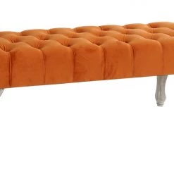Kavanagh Gifts GENERAL GIFTS ORANGE POLYESTER WOOD BENCH 99X40X41 VELVET