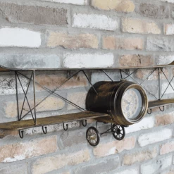 Giftworks Vintage Gifts Aeroplane Clock With Hooks