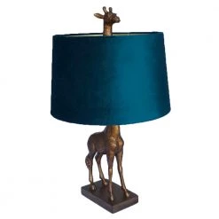 WJSampson Gold Giraffe Lamp With Teal Shade 40X40X70CM GENERAL GIFTS