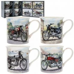Lesser And Pavey Set Of 4 Assorted Classic Motorbike Mugs GENERAL GIFTS