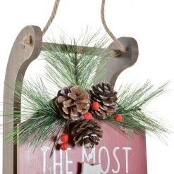 Itemint DECORATIVE LIGHT LED CHRISTMAS SLEIGH WOOD 70X9X15,5cm