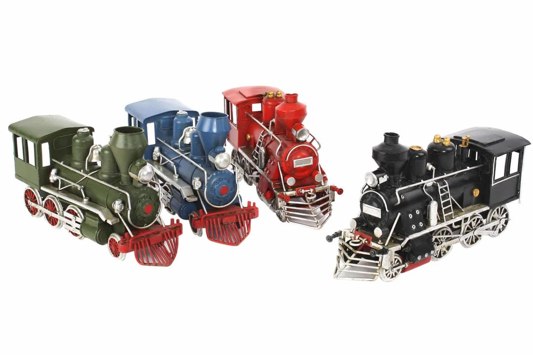 ITEM GENERAL GIFTS Metal Train Decor Blue Vintage Style Retro 3 ITEM GENERAL GIFTS Metal Train Decor Blue Vintage Style Retro